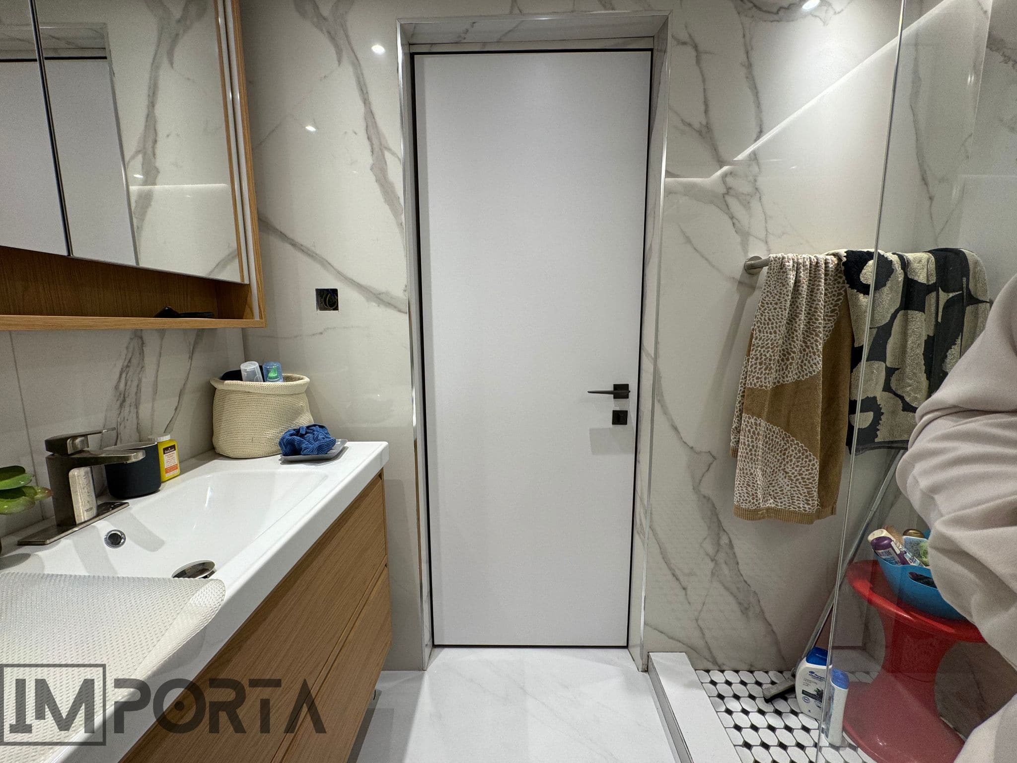White HPL Door with Timeless Gold Profile