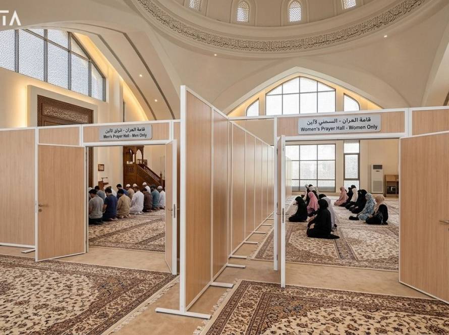 prayer room divider panels in mosques uae