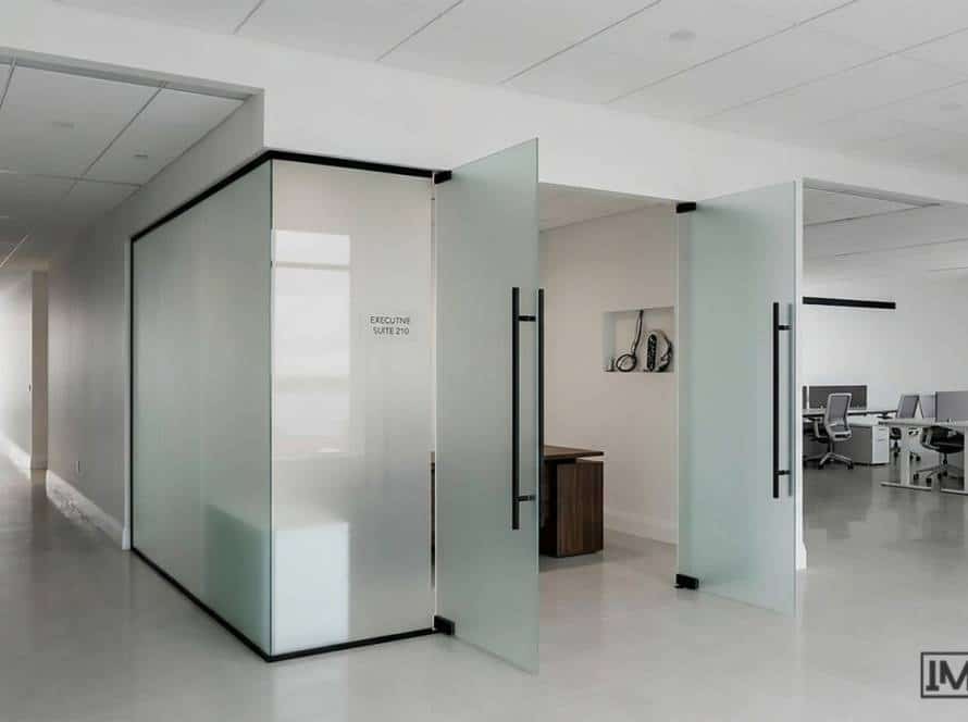 sandblasted glass pivot door 12mm dubai importa