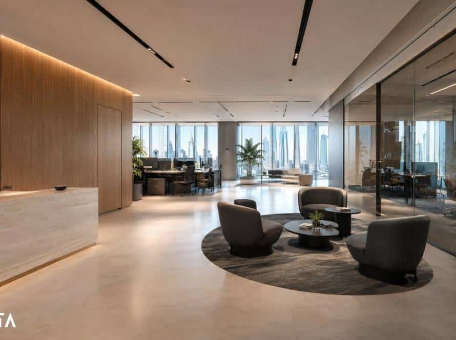 future office interiors uae concealed doors smart technologies