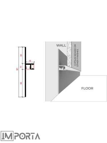 50 mm reversible skirting drawing