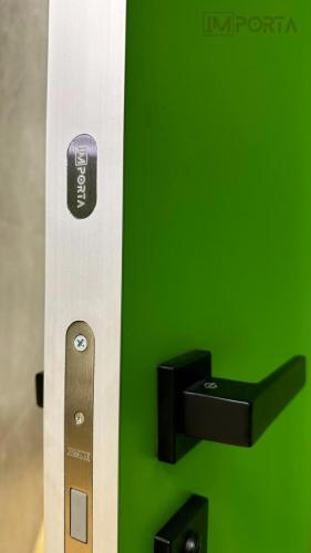 travertini silver frame green invisible door system