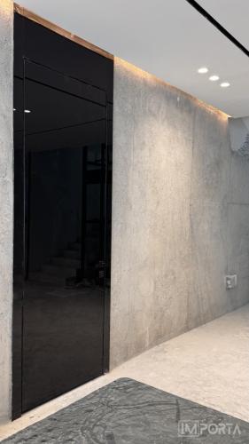 Hidden Interior Black Tempered Glass Doors 